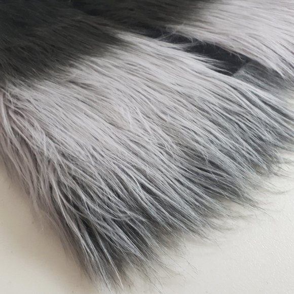 ABS Allen Schwartz Black Grey Ombre Fun Fur Vest - Picture 9 of 13
